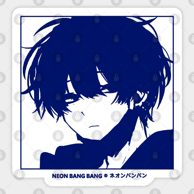 Edgy Anime Boy - Black and White Manga Aesthetic Sticker by Neon Bang Bang